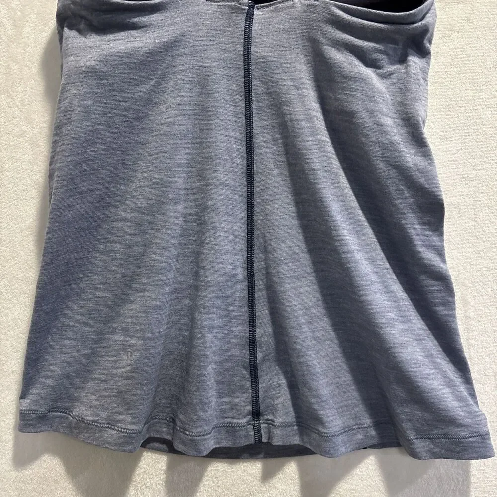 Lululemon Tank Top Women's Size 8 Blue Heather Run For Gold Athletic Gym Yoga